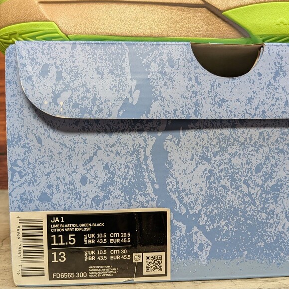 Nike Ja 1 Zombie Halloween Men\'s 11.5 Lime Green Basketball Shoes FD6565-300 main image 9